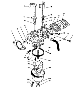 Carburetor Assembly (Model No. Vmk9) Diagram and Parts List for 20925 0000001 - 0999999 Toro Lawn Mower