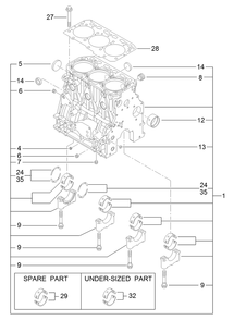 Cylinder Block Assembly Diagram and Parts List for 22370 400000000 - 410399999 Toro Lawn Tractor Accessories