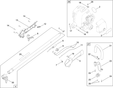 Powerhead, Upper Shaft And Handle Assembly Diagram and Parts List for 51974 310000001 - 310999999 Toro Trimmer