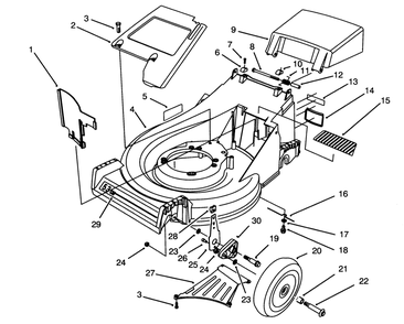 Housing Assembly Diagram and Parts List for 26640B 4900001 - 4999999 Toro Lawn Mower