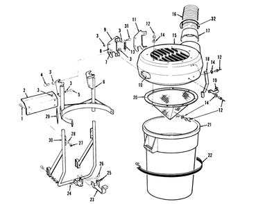 Canister & Frame Assembly Diagram and Parts List for 07-50VZ01 1000001 - 1999999 Toro Lawn Tractor Accessories