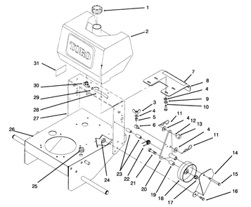 Frame, Fuel Tank And Wheel Drive Idler Diagram and Parts List for 30181 69000001 - 69999999 Toro Lawn Tractor Accessories