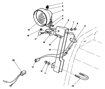 Light Assembly Diagram and Parts List for 38574 1000001 - 1999999 Toro Snow Blower