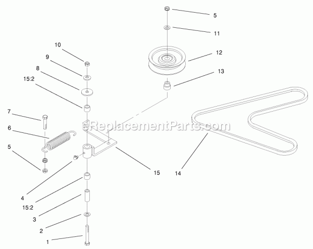 Pump, Idler And Belt Assembly Diagram and Parts List for 74179 210000001-210999999 Toro Lawn Mower