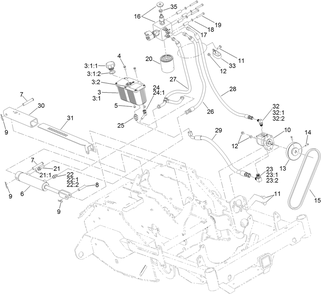 Auxiliary Hydraulic Assembly Diagram and Parts List for 29516 404320000 - 408863667 Toro Aerator