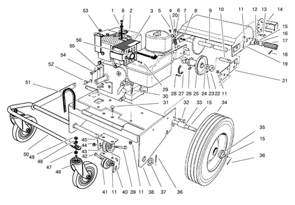 Engine & Base Assembly Diagram and Parts List for 62924 9900001 - 9999999 Toro Leaf Blower / Vacuum