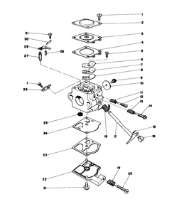 Carburetor Assembly Diagram and Parts List for 51607 2000001 - 2999999 Toro Trimmer