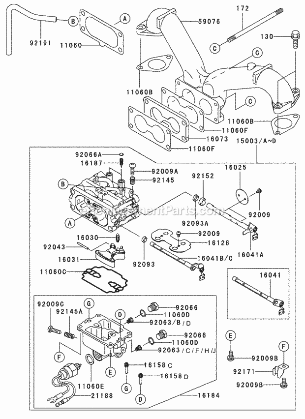 Carburetor Assembly Kawasaki Fh601v-Ds06 Diagram and Parts List for 74179 230007001-230999999 Toro Lawn Mower