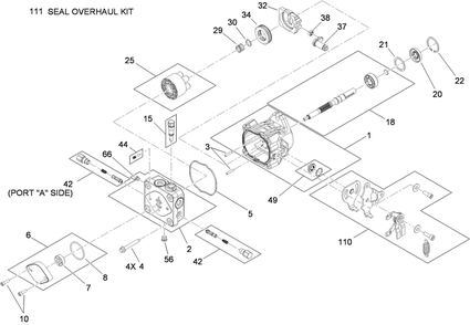 Hydraulic Pump Assembly 1 Diagram and Parts List for 79534 (310000001-310999999)(2010) Toro Lawn Mower