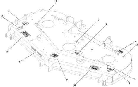 Deck Decal Assembly Diagram and Parts List for 74957CP (310000001-310999999)(2010) Toro Lawn Mower