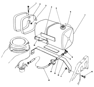 Gas Tank Assembly Diagram and Parts List for 22025C 8000001 - 8999999 Toro Lawn Mower