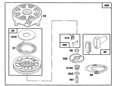 Engine Briggs & Stratton Model 122702-0182-01 Diagram and Parts List for 20907B 4900001 - 4999999 Toro Lawn Mower
