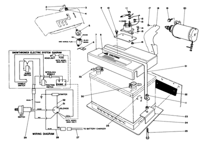 12 Volt Starting Motor Kit 42-3370 (Optional) Diagram and Parts List for 38160 5000001 - 5999999 Toro Snow Blower
