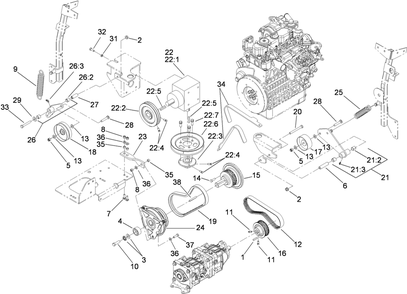 Hydro And Gearbox Assembly Diagram and Parts List for 74279TE (311000001-311999999)(2011) Toro Lawn Tractor