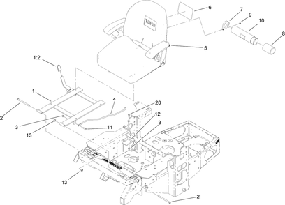 Seat And Bracket Assembly 2 Diagram and Parts List for 74450TE (290000001-290999999)(2009) Toro Lawn Mower