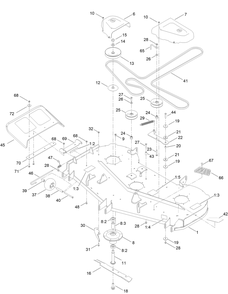 60in Deck And Blade Assembly Diagram and Parts List for 75306 412300000 - 999999999 Toro Lawn Tractor