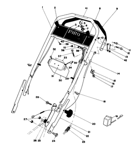 Handle Assembly Diagram and Parts List for 20790 1000001 - 1999999 Toro Lawn Mower