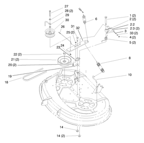Pulley & Bely Assembly (38" Cutting Unit) Diagram and Parts List for 71219 8900001 - 8999999 Toro Lawn Tractor