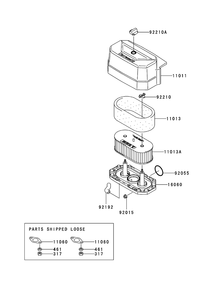 Air Filter And Muffler Assembly Diagram and Parts List for 74558 (290000001-290000209)(2009) Toro Lawn Mower