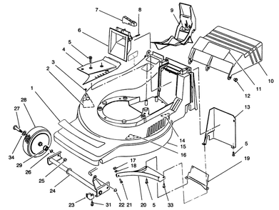 Deck Assembly Diagram and Parts List for 21050BE 6900001 - 6999999 Toro Lawn Mower