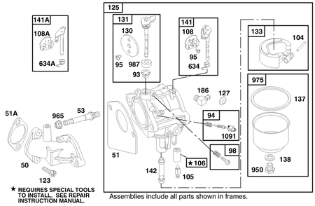 Engine Briggs & Stratton Model Diagram and Parts List for 70084 8900001 - 8999999 Toro Lawn Tractor