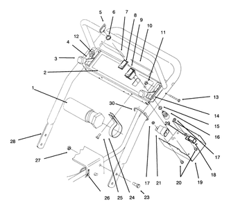 Handle Assembly Diagram and Parts List for 30181 69000001 - 69999999 Toro Lawn Tractor Accessories