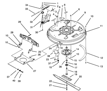 Deck & Spindle Assembly (32" Cutting Unit) Diagram and Parts List for 71200 5900001 - 5910000 Toro Lawn Tractor