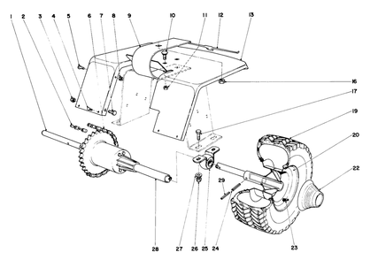 Rear Axle Assembly Diagram and Parts List for 57054 0000001 - 0999999 Toro Lawn Tractor