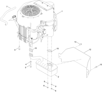 Engine And Muffler Assembly Diagram and Parts List for 76501 417400000 - 417999999 Toro Lawn Tractor