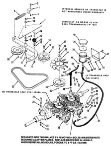 Transmission And Drive System Diagram and Parts List for Y1-16OE02  Toro Lawn Tractor