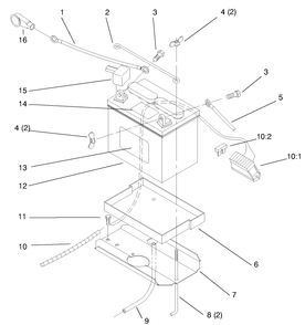 Battery Diagram and Parts List for 72045 7900001 - 7999999 Toro Lawn Tractor