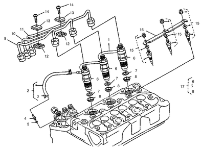 Nozzle Holder And Glow Plug Assembly Diagram and Parts List for 22302 990001 - 999999 Toro Lawn Tractor Accessories