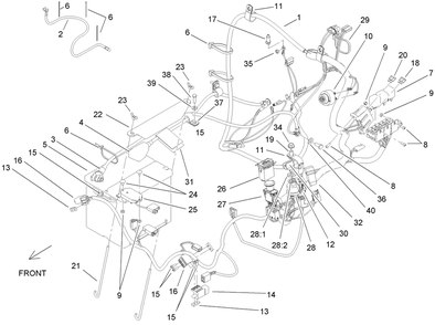 Part Location Diagram of 112-8315 Toro HARNESS-ELECTRICAL, MAIN