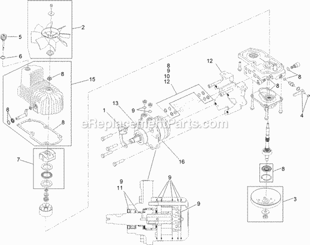 Rh Hydro Assembly No. 116-6414 Diagram and Parts List for 74916 312000001-312999999 Toro Lawn Mower