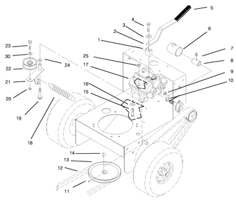 Transmission, Idler, Drive Pulleys & Drive Belt Diagram and Parts List for 30182 690001 - 699999 Toro Lawn Tractor Accessories