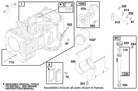 Engine Briggs & Stratton Model 28n777-1174-E1 Diagram and Parts List for 71198 9900001 - 9999999 Toro Lawn Tractor