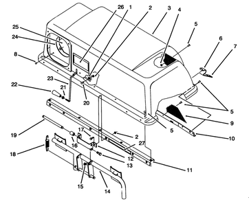 Bag Top & Frame Assembly Diagram and Parts List for 79203 7900001 - 7999999 Toro Lawn Tractor