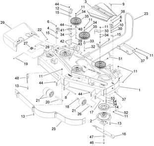 Part Location Diagram of 108-2185-01 Toro Baffle Assembly