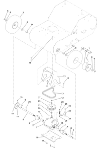 Transmission And Wheel Assembly Diagram and Parts List for 33516 (315000001-315999999)(2015) Toro Aerator