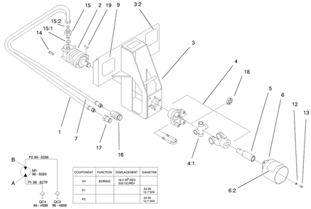 Bore Drive Head Assembly Diagram and Parts List for 22420 990001 - 999999 Toro Lawn Tractor Accessories