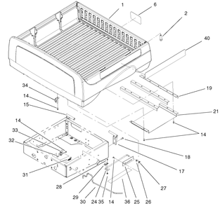 Box And Tailgate Assembly Diagram and Parts List for 12003 210000001 - 210999999 Toro Lawn Tractor