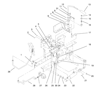Hydraulic Lift System Diagram and Parts List for 73403 7900001 - 7999999 Toro Lawn Tractor