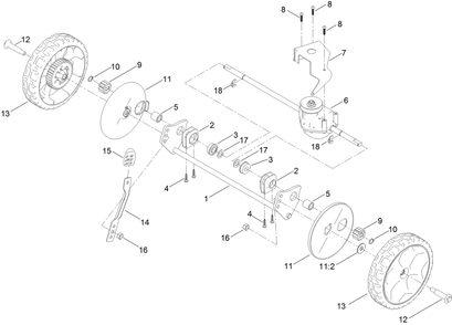 Rear Wheel And Height-Of-Cut Assembly Diagram and Parts List for 21352 400000000 - 412256382 Toro Lawn Mower