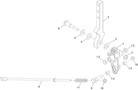 Lh Motion Control Assembly Diagram and Parts List for 74463 400000000-402099999 Toro Lawn Tractor