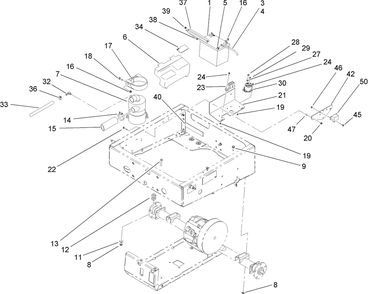 Drivetrain Mounting, Battery And Air Cleaner Assembly Diagram and Parts List for 12004TC 270000001 - 270999999 Toro Lawn Tractor