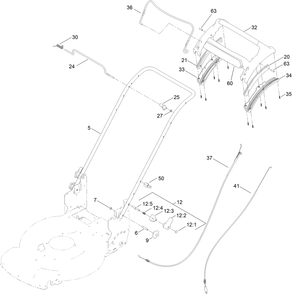 Handle Assembly Diagram and Parts List for 21864 400000000 - 411999999 Toro Lawn Mower