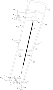 Handle Assembly Diagram and Parts List for 2600 314000001 - 314999999 Toro Lawn Tractor Accessories