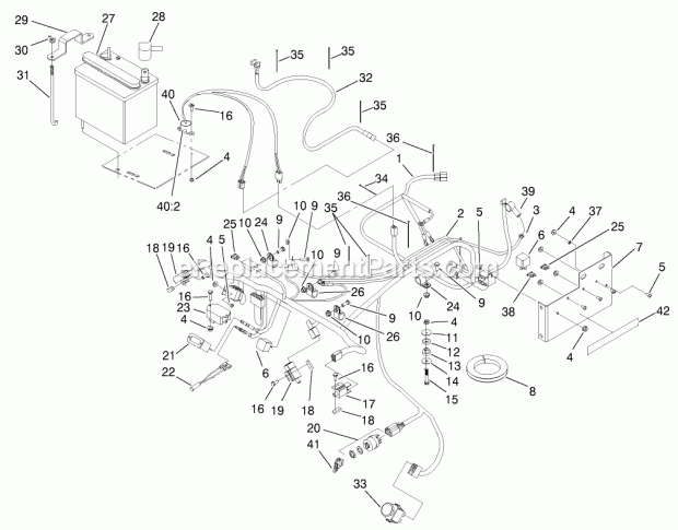 Electrical System Assembly Diagram and Parts List for 74219 200000001-200999999 Toro Lawn Mower