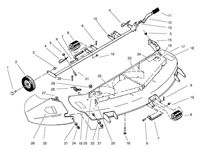 Deck Assembly Diagram and Parts List for 78360 6900001 - 6999999 Toro Lawn Mower
