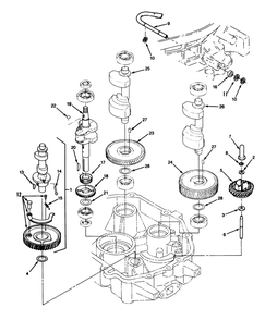 14hp Engine Crankshaft & Camshaft Assembly Diagram and Parts List for 22-14O501 1000001 - 1999999 Toro Lawn Tractor